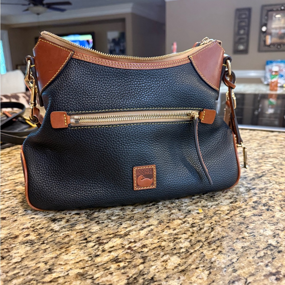 Dooney & Bourke Black and Tan Leather Shoulder Bag